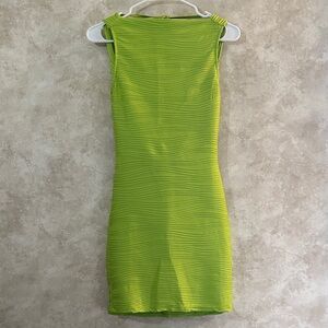 PrettyLittleThing Lime Green Textured Mini Dress